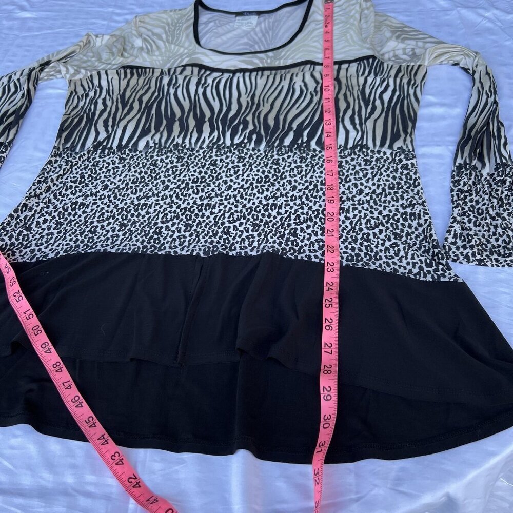 Women's Bali - Multi Animal Print Two Tone Black & White Stretch Tunic XXL - Picture 11 of 13